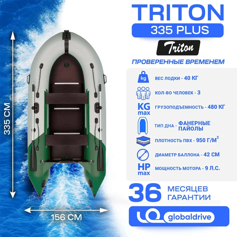 Лодка ПВХ ТРИТОН Plus 335