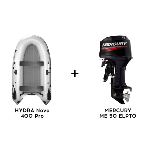 Лодка ПВХ HYDRA Nova 400 Pro + 2х-тактный лодочный мотор MERCURY ME 50 ELPTO