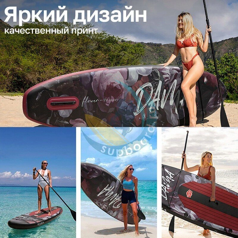 Доска для сап-бординга Dama Black Flowers std 10.6