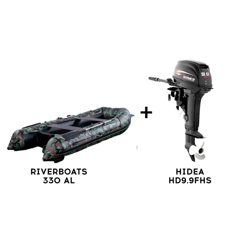 Лодка ПВХ RIVERBOATS 330 AL + 2х-тактный лодочный мотор HIDEA HD9.9FHS Pro
