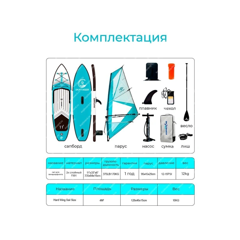 Сапборд Skatinger Windsurf 11 hard sail 4m²