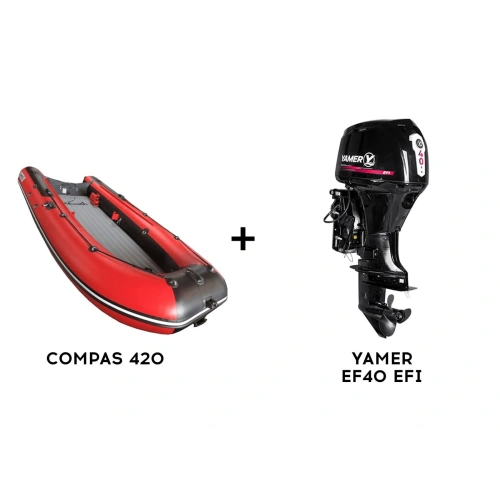 Лодка ПВХ COMPAS 420 + 4х-тактный лодочный мотор YAMER EF40 EFI