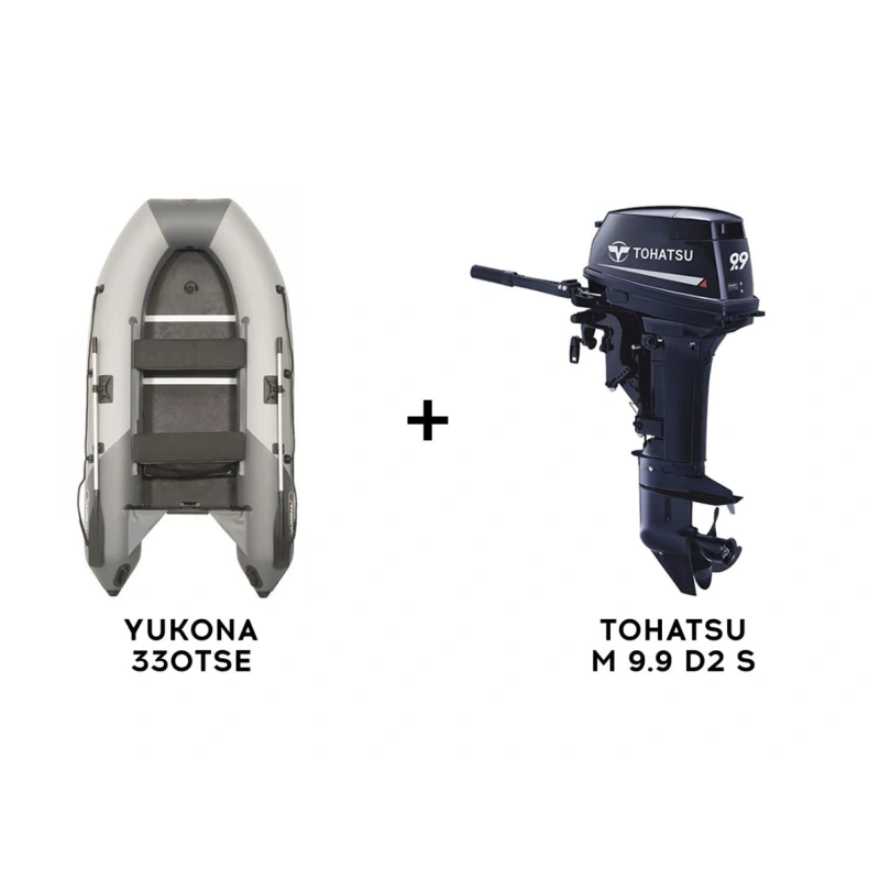 Лодка ПВХ YUKONA 330TSE Фанера + 2х-тактный лодочный мотор TOHATSU M 9.9 D2 S