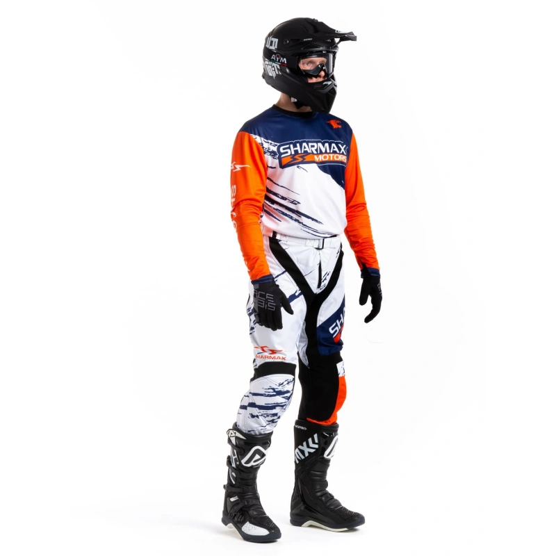 Мотоштаны Sharmax White-Orange