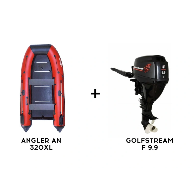 Лодка ПВХ ANGLER AN 335XL + 4х-тактный лодочный мотор GOLFSTREAM F 9.9 BMS