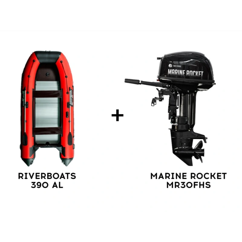 Лодка ПВХ RIVERBOATS 390 AL + 2х-тактный лодочный мотор MARINE ROCKET MR30FHS