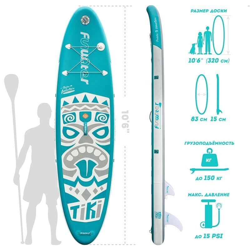 Надувной сап FunWater Tiki Blue 10'6